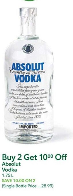 Publix Absolut Vodka 1.75 ml. offer