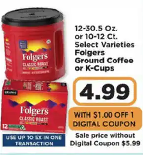 IGA Folgers Ground Coffee offer