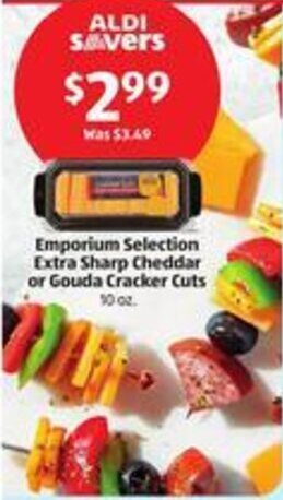 Aldi Emporium Selection Extra Sharp Cheddar or Gouda Cracker Cuts offer