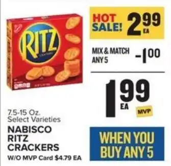 Food Lion Nabisco Ritz Cracker 7.5-15 oz offer