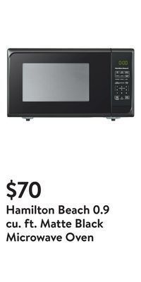 Walmart Hamilton beach 0.9 cu. ft. matte black microwave oven offer