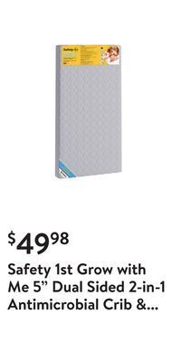 Walmart Safety 1st grow with me 5" dual sided 2-in-1 antimicrobial crib & toddler mattress, white cloud offer