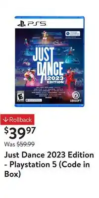 Walmart Just dance 2023 edition - playstation 5 (code in box) offer
