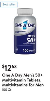 Walmart One a day men's 50+ multivitamin tablets, multivitamins for men offer