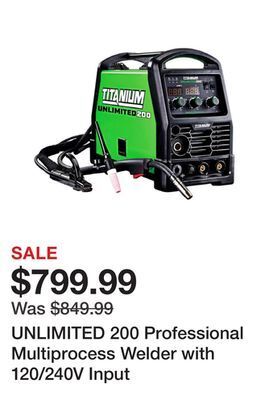 Harbor Freight Tools Unlimited 200 professional multiprocess welder with 120/240v input offer