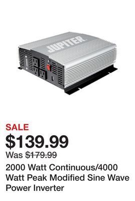 Harbor Freight Tools 2000 watt continuous/4000 watt peak modified sine wave power inverter offer