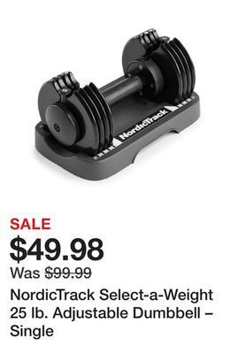 Dick's Sporting Goods Nordictrack select-a-weight 25 lb. adjustable dumbbell – single offer