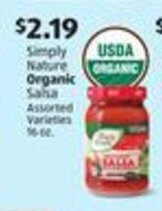 Aldi Simply Nature Organic Salsa offer