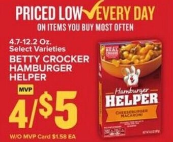 Food Lion Betty Crocker Hamburger Helper 4.7-12.2 oz offer