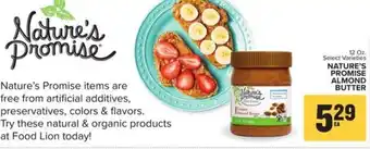 Food Lion Nature's Promise Almond Butter 12 oz offer