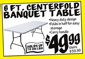 Ollie's 6 ft. centerfold banquet table offer