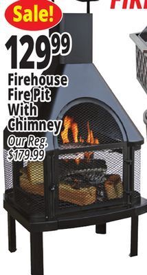 Ocean State Job Lot Firehouse fire pit with chimney offer