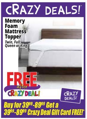 Ocean State Job Lot Memory foam mattress topper offer