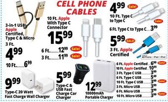 Ocean State Job Lot Cell phone cables offer
