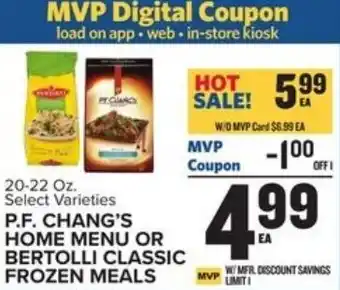 Food Lion P.F. Chang's Home Menu or Bertolli Classic Frozen Meals 20-22 oz offer