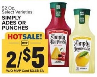 Food Lion Simply Ades or Punches 52 oz offer