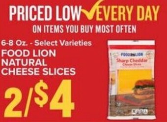 Food Lion Food Lion Natural Cheese Slices 6-8 oz offer