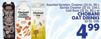 Bravo Supermarkets Chobani oat drinks 52 oz. cntr. offer