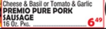 Bravo Supermarkets Premio pure pork sausage offer