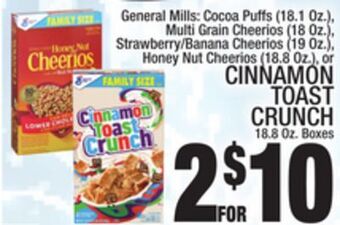 C Town Cinnamon toast crunch 18.8 oz. boxes offer