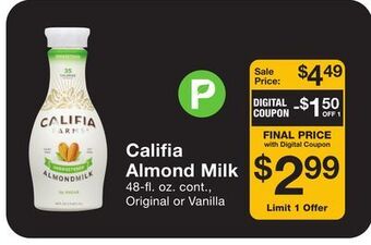 Fairway Store Market Califia almond milk offer