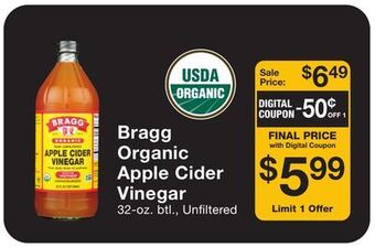 Fairway Store Market Bragg organic apple cider vinegar offer
