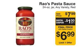 Fairway Store Market Rao's pasta sauce offer
