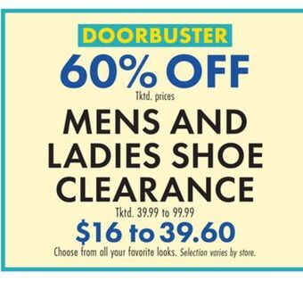 Boscov's Mens and ladies shoe clearance offer