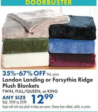 Boscov's London landing or forsythia ridge plush blankets offer