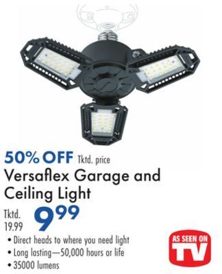 Boscov's Versaflex garage and ceiling light offer