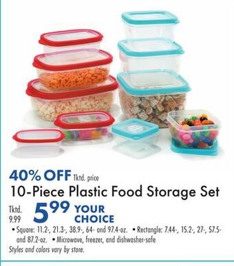 Boscov's 10-piece plastic food storage set offer