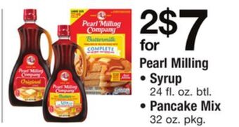 ACME Pearl milling syrup 24 fl. oz. btl., pancake mix 32 oz. pkg. offer