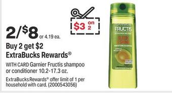 CVS Garnier fructis shampoo or conditioner 10.2-17.3 oz. offer