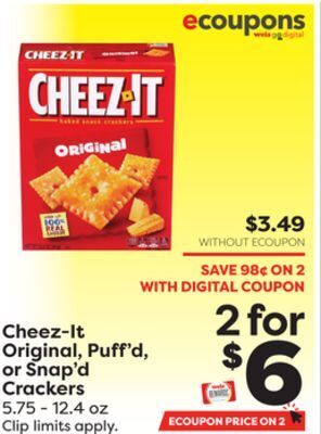 Weis Markets Cheez-it original, puff'd, or snap'd crackers offer