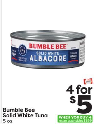 Weis Markets Bumble bee solid white tuna offer