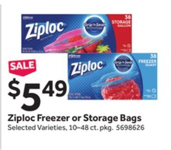 Stop&Shop Ziploc freezer or storage bags offer