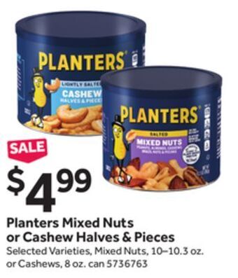 Stop&Shop Planters mixed nuts or cashew halves & pieces offer