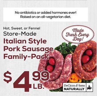 DeCicco & Sons Italian style pork sausage family-pack offer