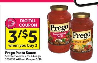 Stop&Shop Prego pasta sauce offer