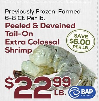 DeCicco & Sons Peeled & deveined tail-on extra colossal shrimp offer
