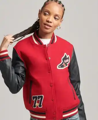 Varsity patched bomber jacket