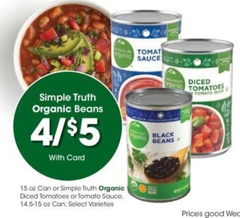 Kroger Simple Truth Organic Beans offer
