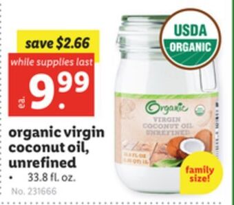 Lidl Organic virgin coconut oil, unrefined offer