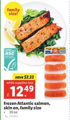 Lidl Frozen atlantic salmon, skin on, family size offer