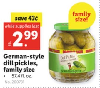 Lidl German-style dill pickles, family size offer