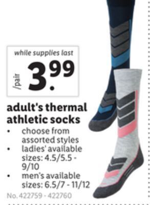 Lidl Adult's thermal athletic socks offer