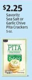 Aldi Savoritz Sea Salt or Garlic Chive Pita Crackers 5 oz. offer
