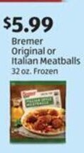 Aldi Bremer Original or Italian Meatballs 32 oz. offer