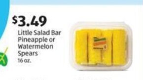 Aldi Little Salad Bar Pineapple or Watermelon Spears 16 oz. offer