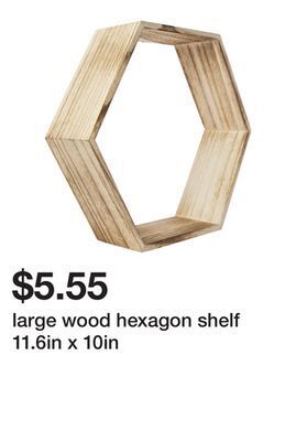 Five Below Large wood hexagon shelf 11.6in x 10in offer